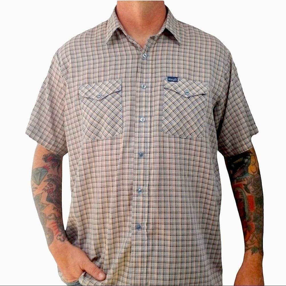 Vintage Wrangler Plaid Short Sleeve Shirt sz XL (Big Man)